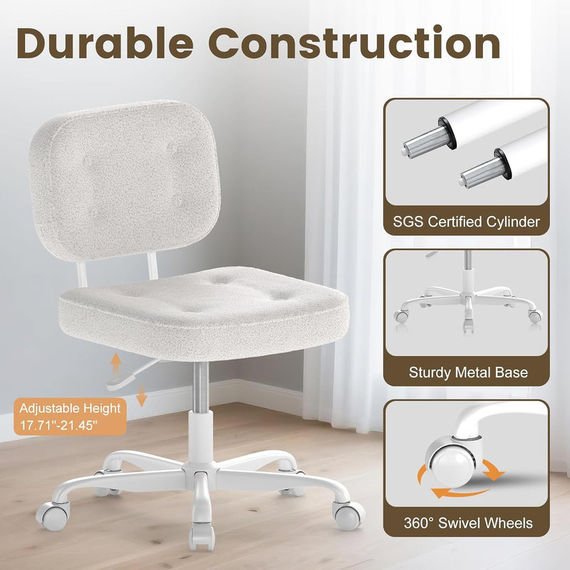Desk Chair Adjustable Swivel Task Seat Teddy-Fleece
