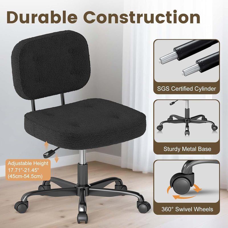 Desk Chair Adjustable Swivel Task Seat Teddy-Fleece