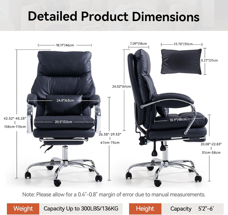 Desk Chairs with Foot Rest Reclining Office Chair