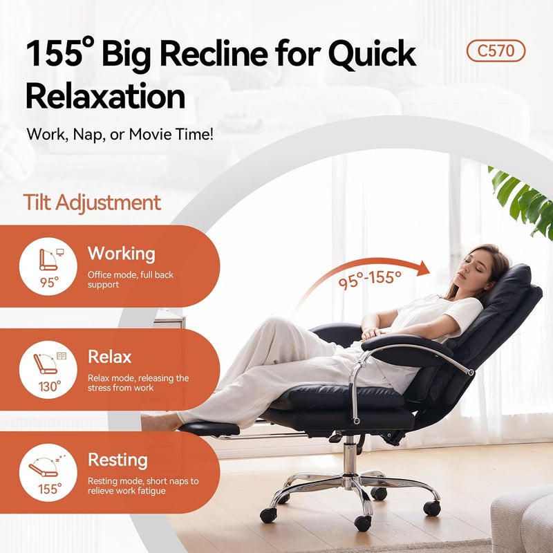 Desk Chairs with Foot Rest Reclining Office Chair