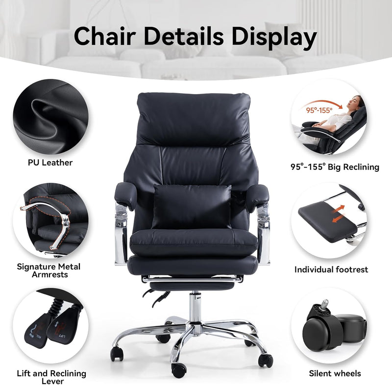 Desk Chairs with Foot Rest Reclining Office Chair