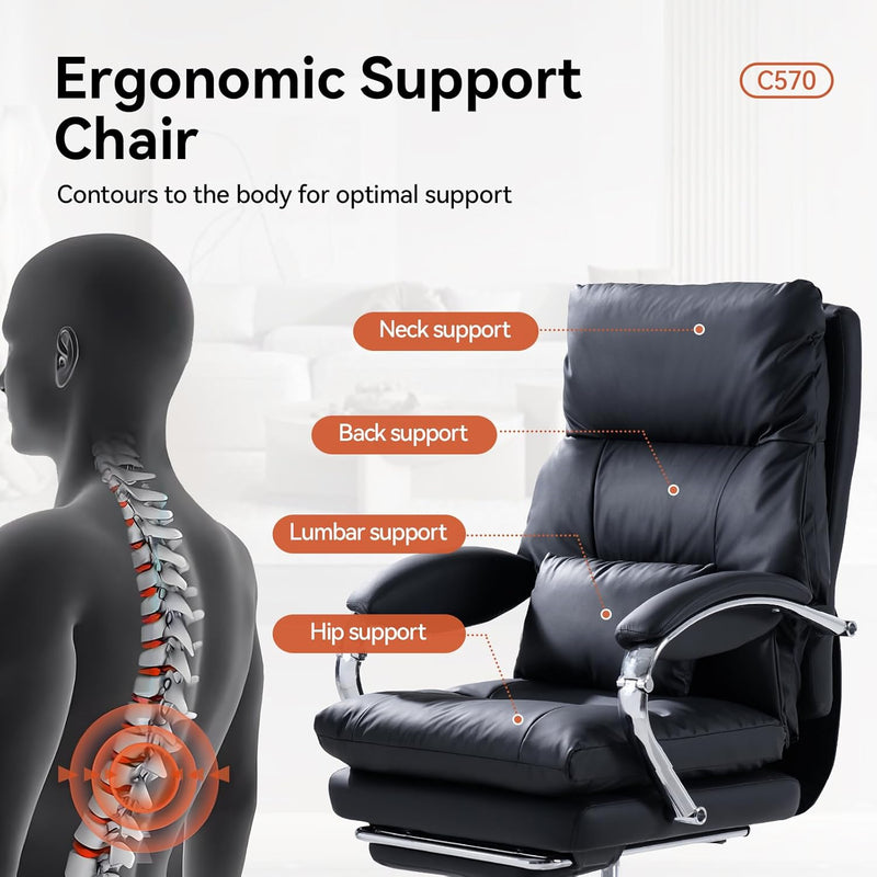 Desk Chairs with Foot Rest Reclining Office Chair