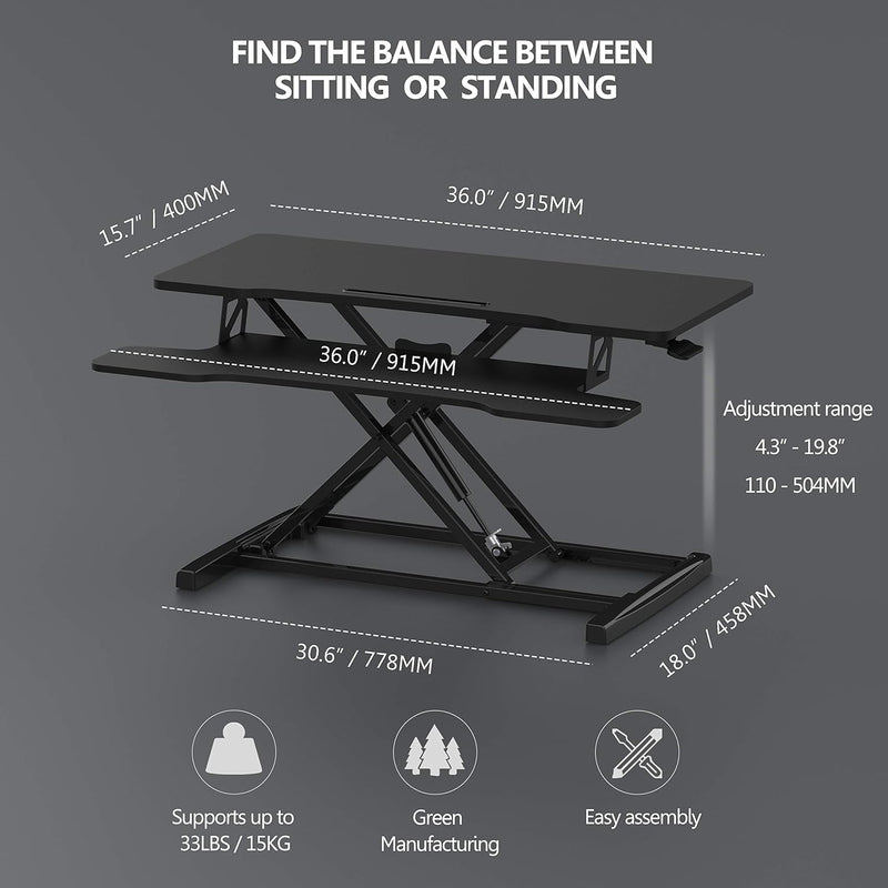 Standing Desk Converter 91.5x40CM Height Adjustable Sit
