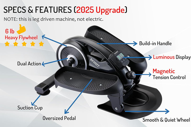 Under Desk Elliptical Machine W Luminous Digits Pedal