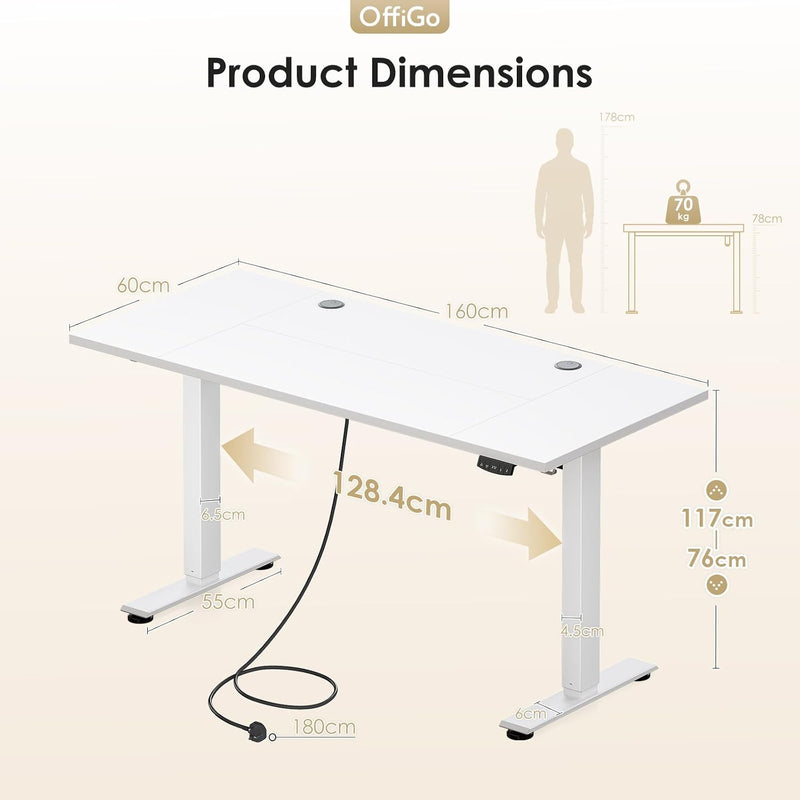 Desk Height Adjustable with 2 Memory Presets