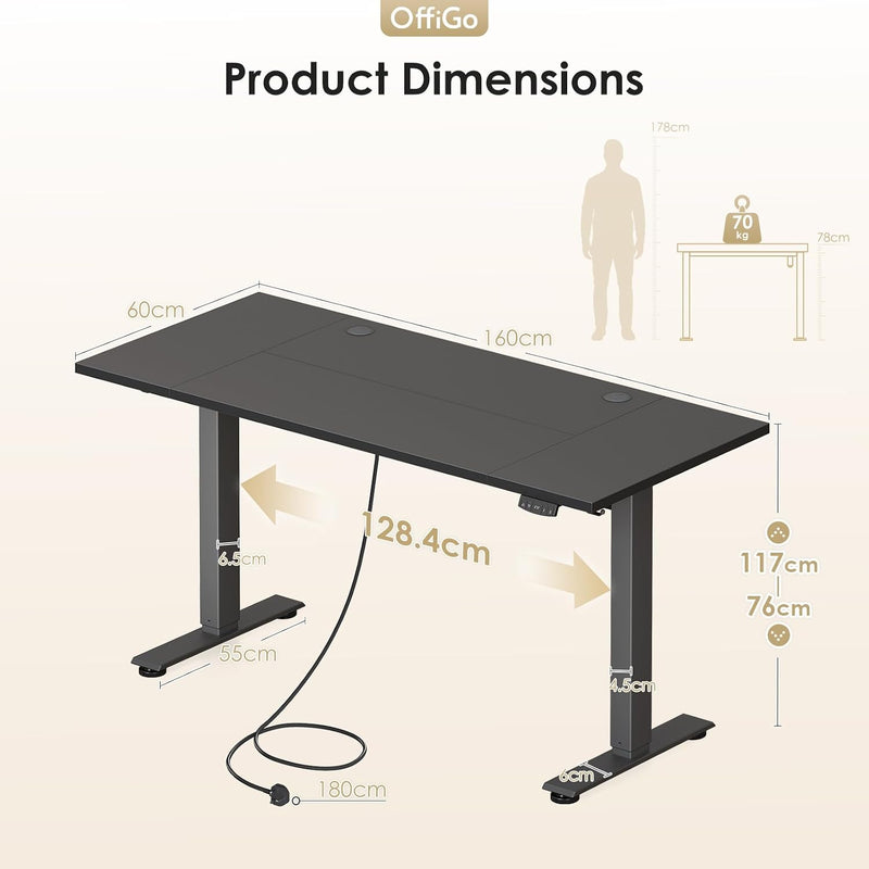 Desk Height Adjustable with 2 Memory Presets