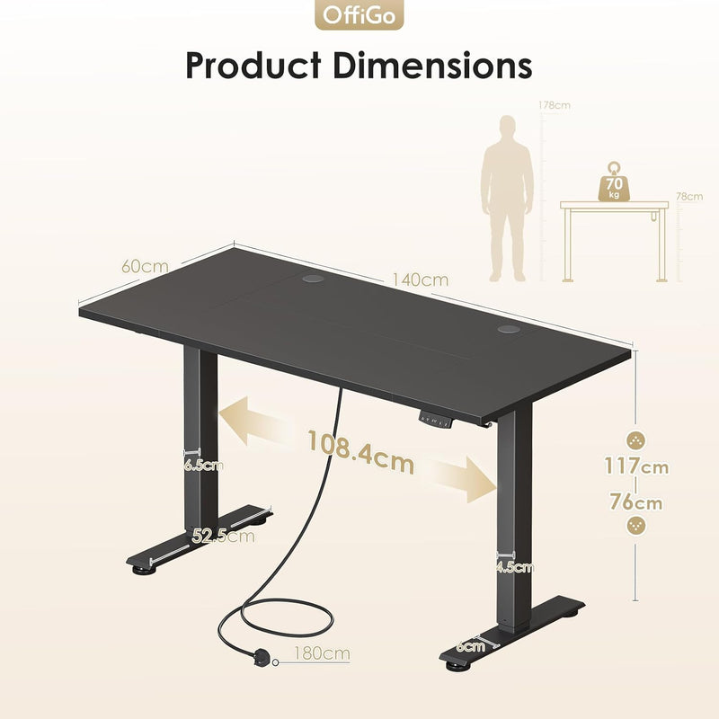 Desk Height Adjustable with 2 Memory Presets