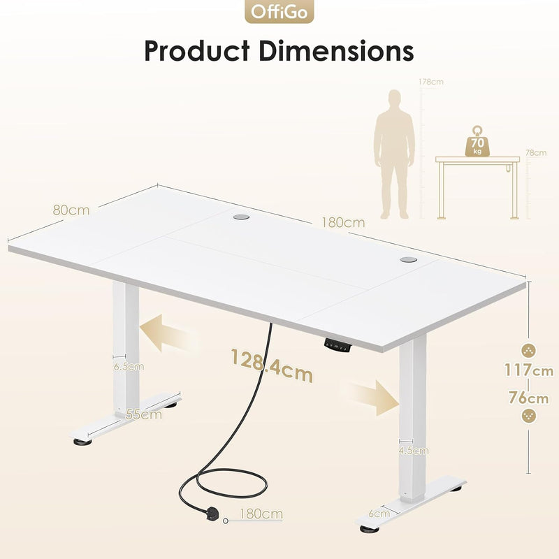 Desk Height Adjustable with 2 Memory Presets