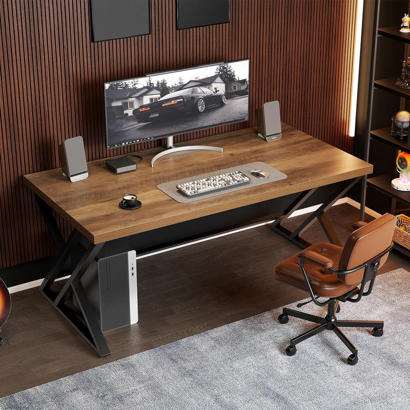 Desk Industrial Wood Home Office Computer for Bedroom