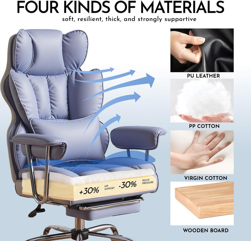 Desk Office Chair Big and Tall PU Leather