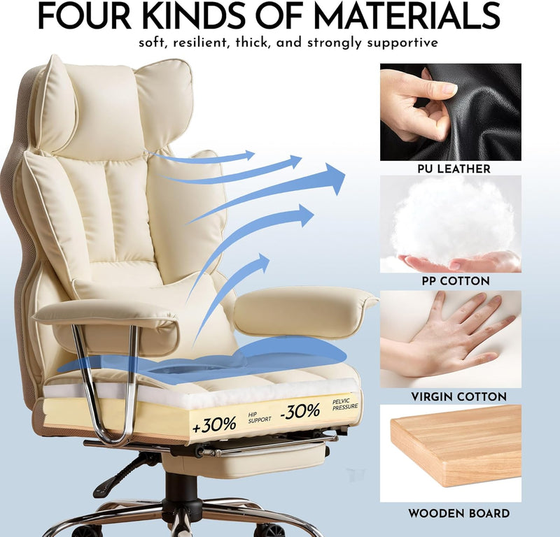 Desk Office Chair Big and Tall PU Leather