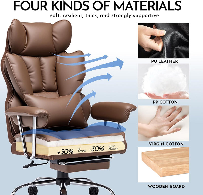Desk Office Chair Big and Tall PU Leather
