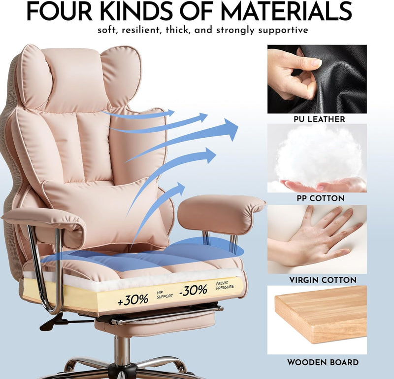 Desk Office Chair Big and Tall PU Leather