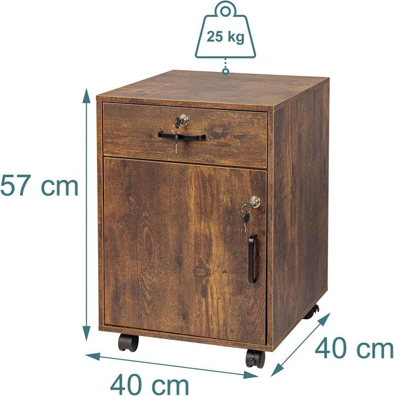 Desk Trolley with Drawer Door Filing Cabinet on