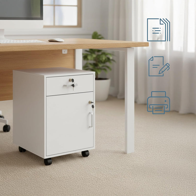 Desk Trolley with Drawer Door Filing Cabinet on