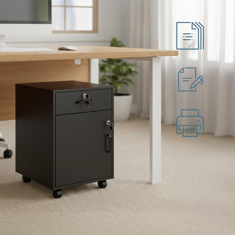 Desk Trolley with Drawer Door Filing Cabinet on