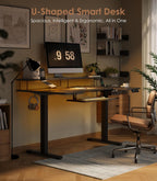 Desk U Shaped with LED Lights Power