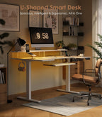 Desk U Shaped with LED Lights Power