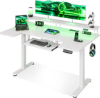 Desk U Shaped with LED Lights Power