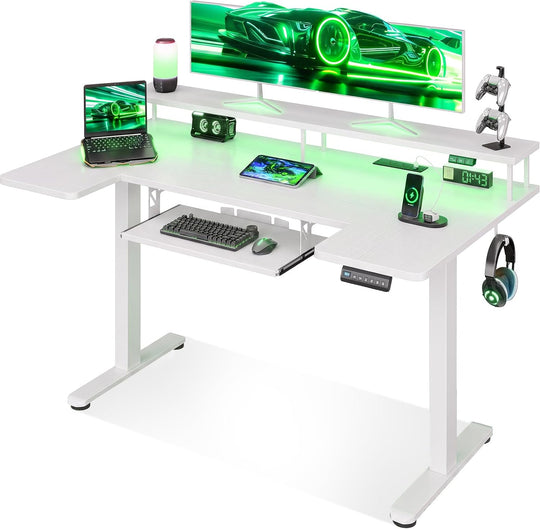 Desk U Shaped with LED Lights Power