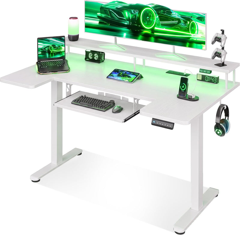 Desk U Shaped with LED Lights Power