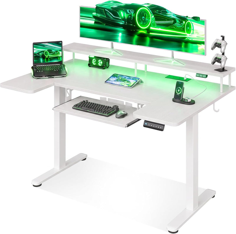 Desk U Shaped with LED Lights Power