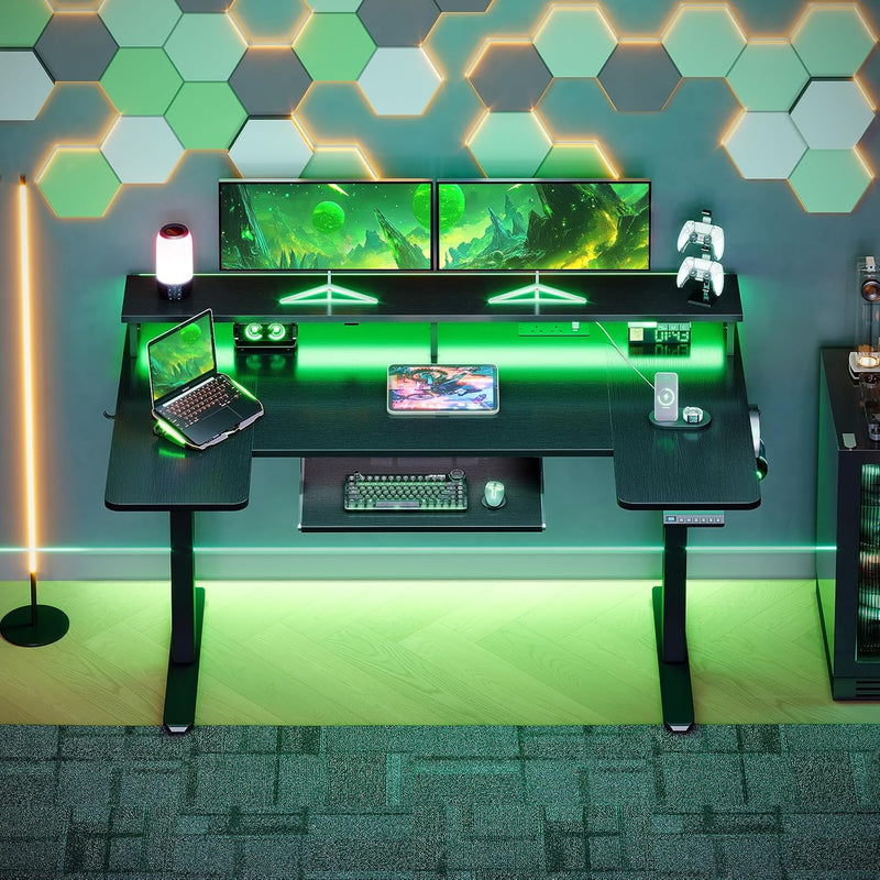 Desk U Shaped with LED Lights Power