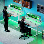 Desk U Shaped with LED Lights Power