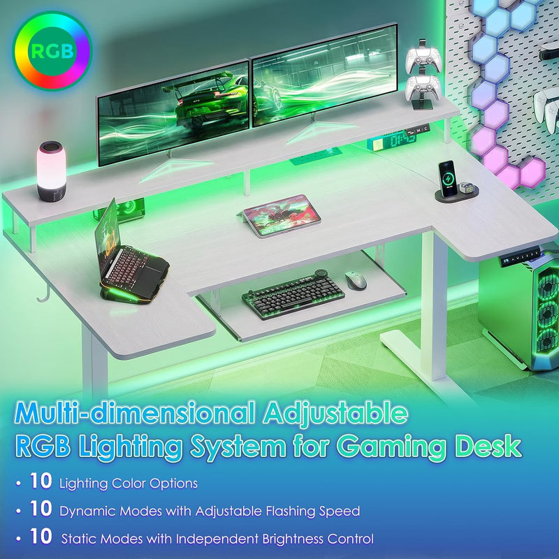 Desk U Shaped with LED Lights Power
