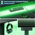 Desk U Shaped with LED Lights Power