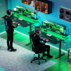 Desk U Shaped with LED Lights Power