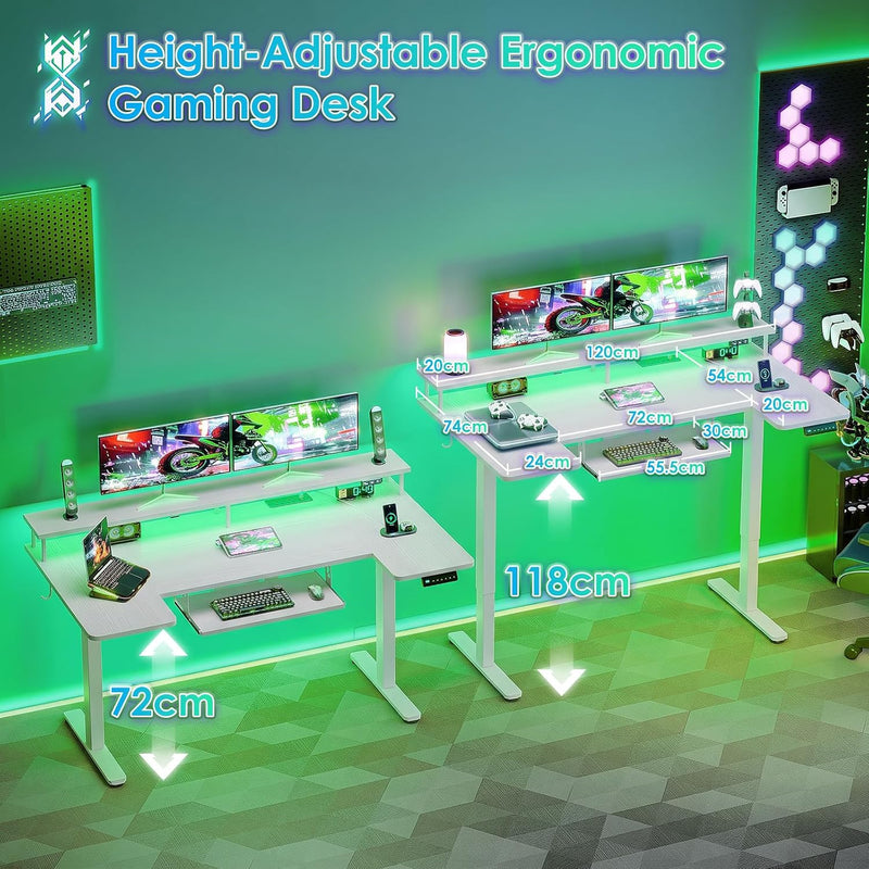 Desk U Shaped with LED Lights Power