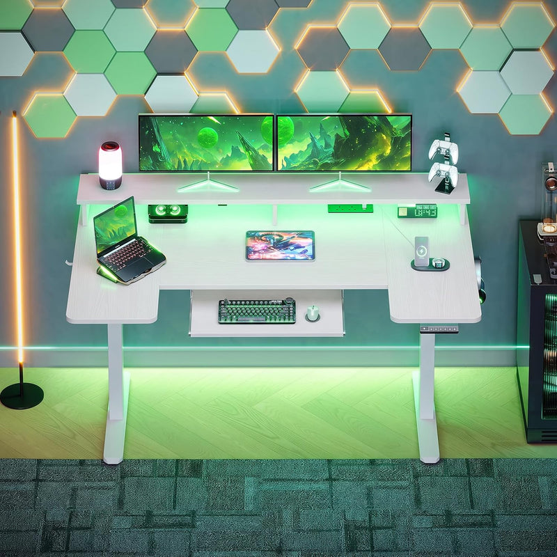 Desk U Shaped with LED Lights Power