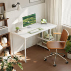 Desk with Reversible Storage Shelves