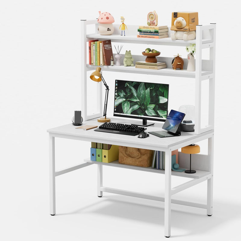 Desk with Shelves Storage Wooden Table