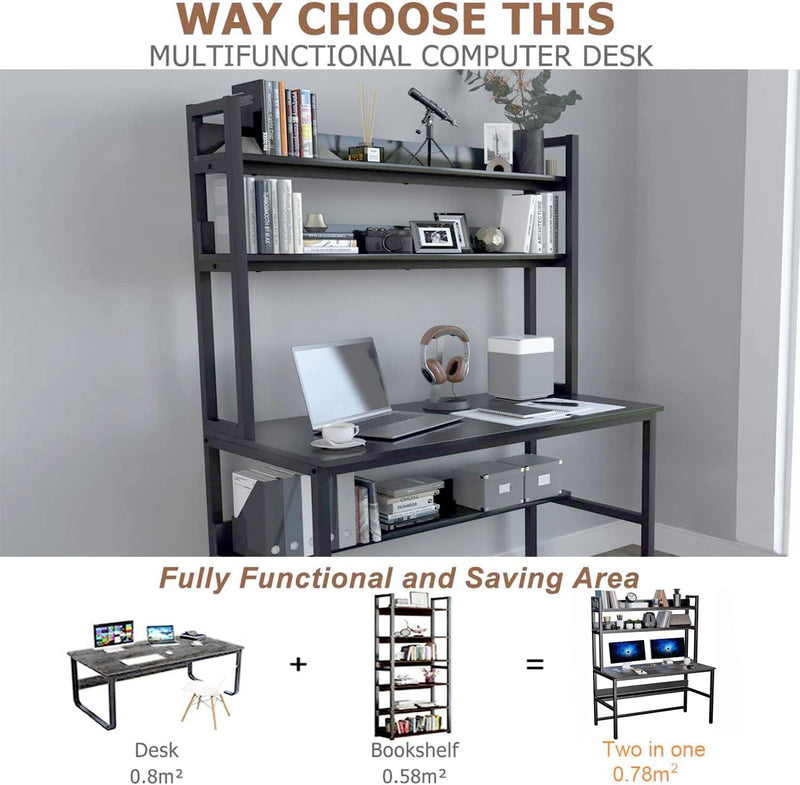 Desk with Shelves Computer 3-Tier Storage