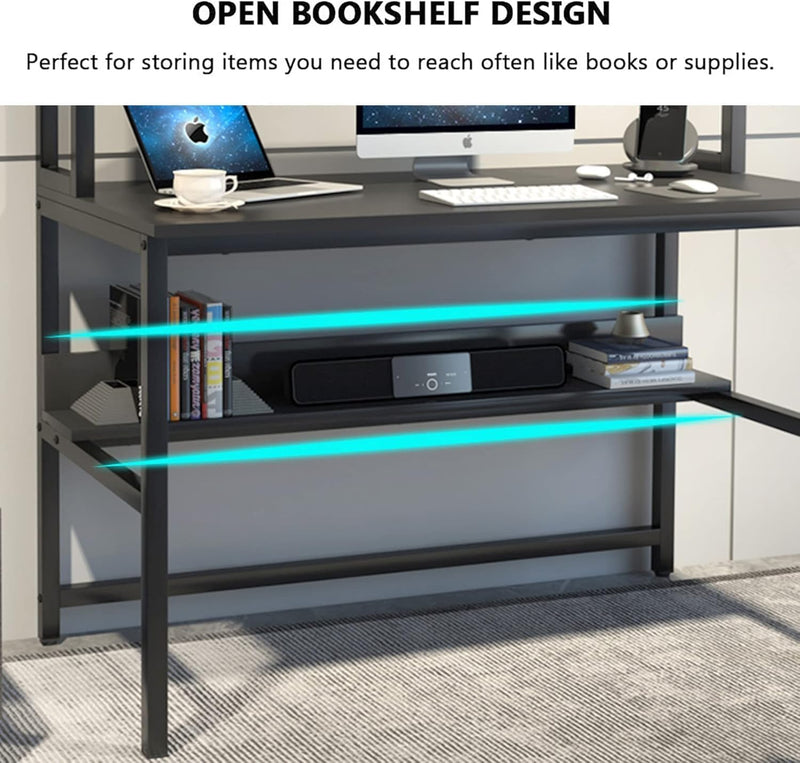 Desk with Shelves Computer 3-Tier Storage