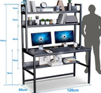 Desk with Shelves Computer 3-Tier Storage