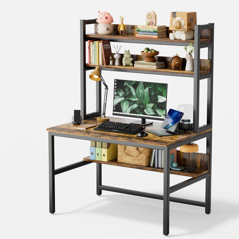 Desk with Shelves Computer 3-Tier Storage