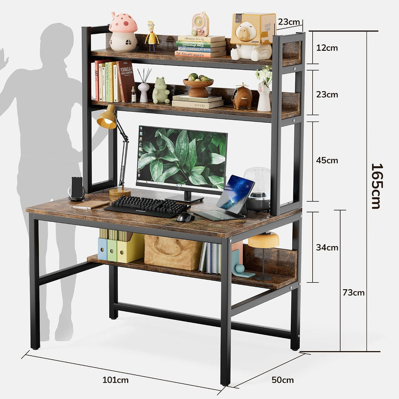 Desk with Shelves Computer 3-Tier Storage