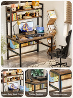 Desk with Shelves Computer 3-Tier Storage