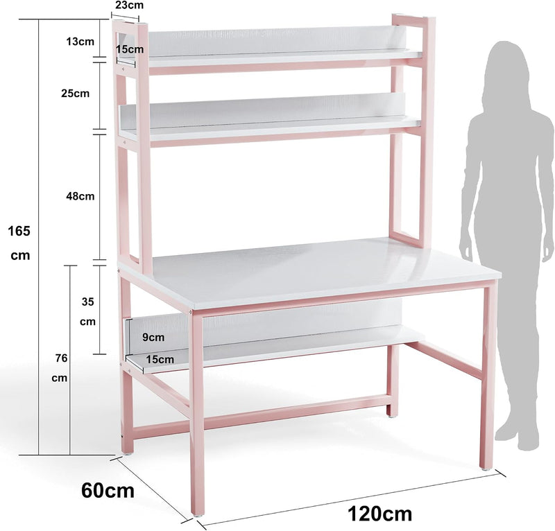 Desk with Shelves Storage Wooden Table