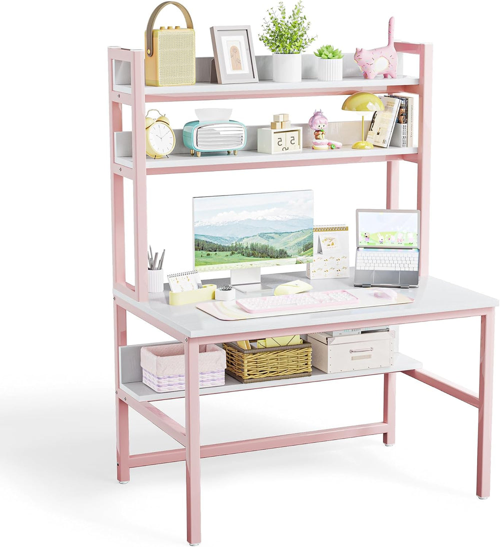 Desk with Shelves Storage Wooden Table