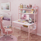 Desk with Shelves Storage Wooden Table