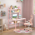 Desk with Shelves Storage Wooden Table