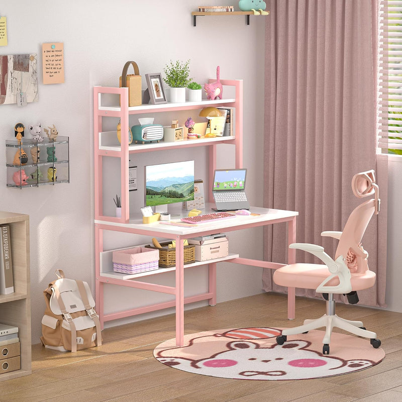 Desk with Shelves Storage Wooden Table