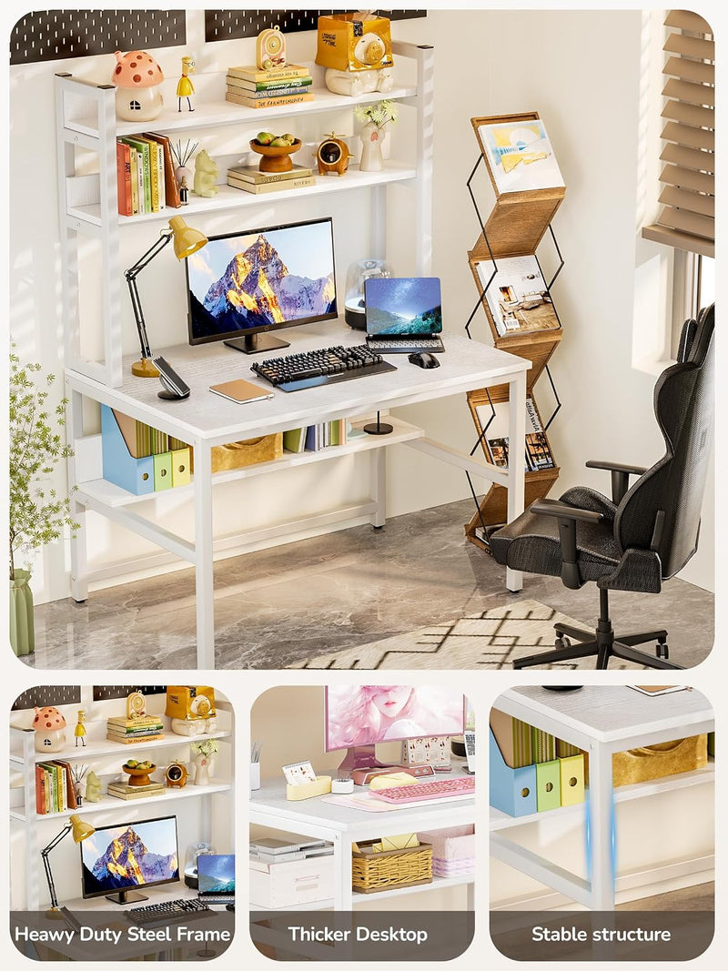 Computer Desk with Shelves Work Storage