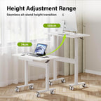 Desk with Wheels Pneumatic Height Adjustable 88x50CM