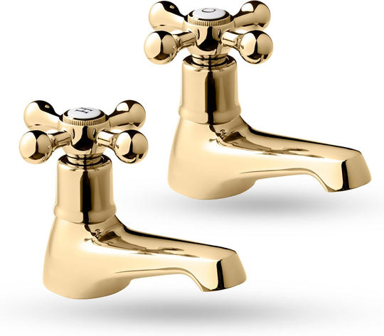 Basin Taps Traditional Brass Victorian Style Hot Cold