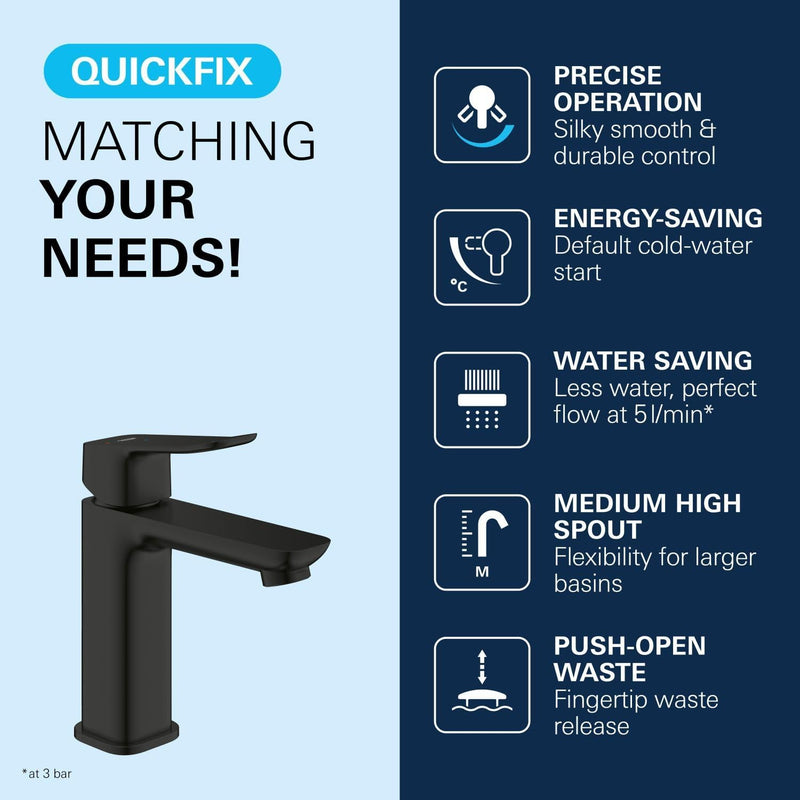 Dice Lever Basin Mixer with Push-Open Waste Set